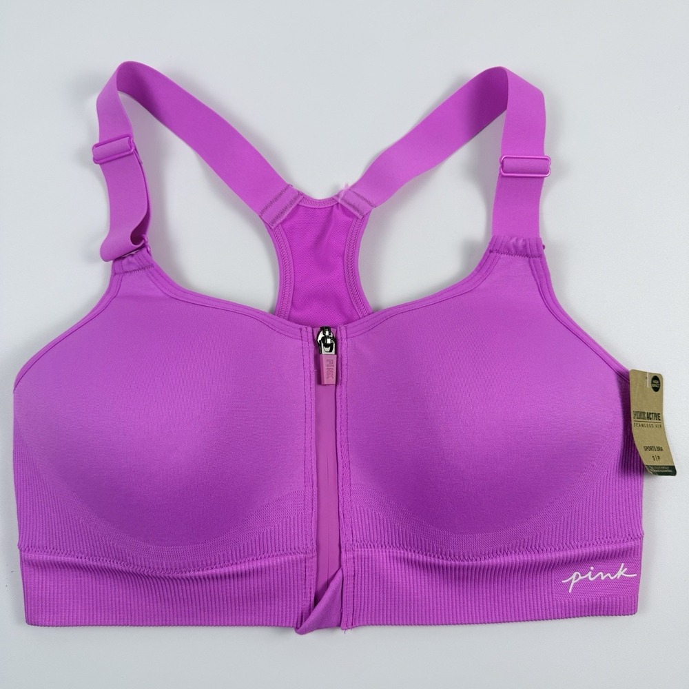 Victoria's Secret PINK Seamless Air Front Close High-Impact Fuchsia Bra S NWT